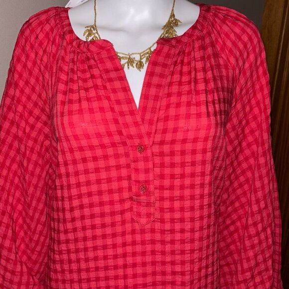 Banana Republic Balloon Sleeve Mini Dress Medium Red Check Gingham - Picture 9 of 9